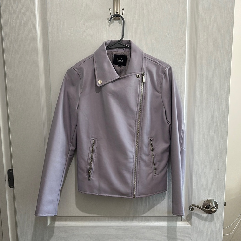 Purple Asymmetrical Leather Jacket